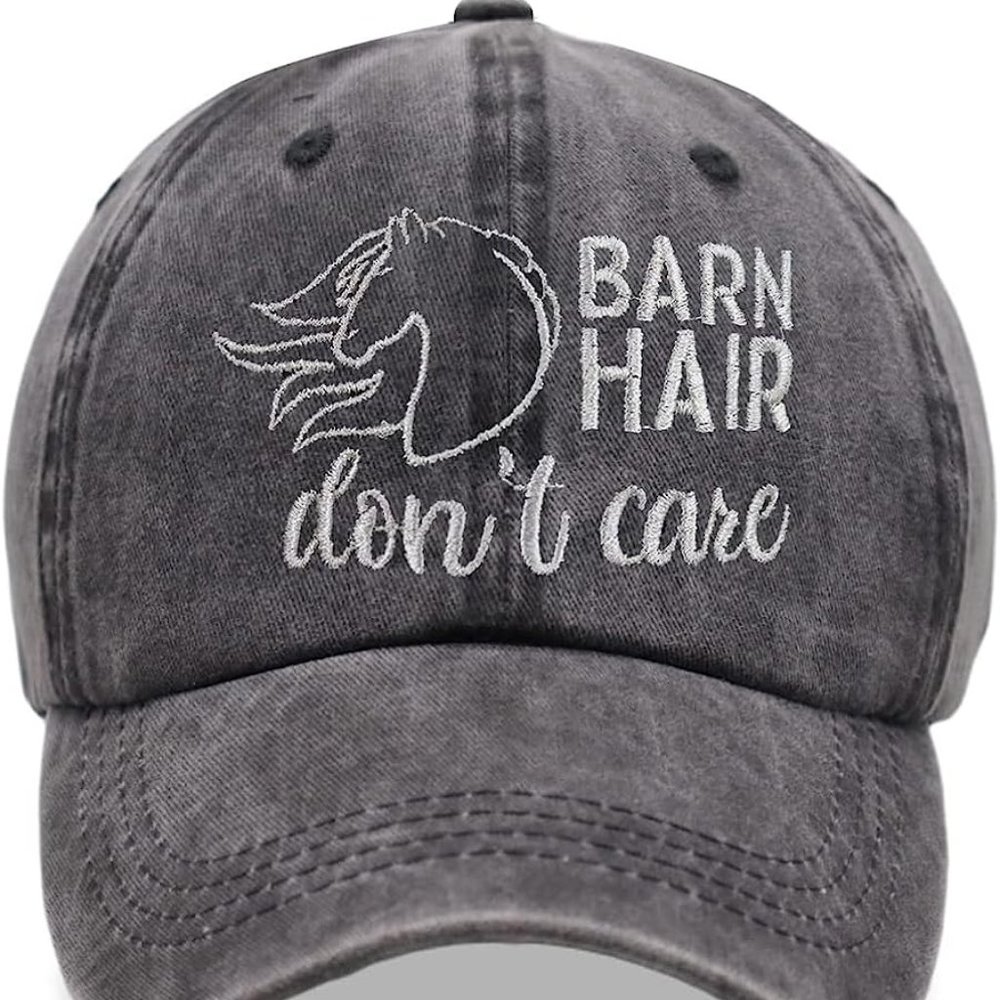 Barn Hair Don't Care Hat, Embroidered Adjustable Wash Cotton Baseball Cap